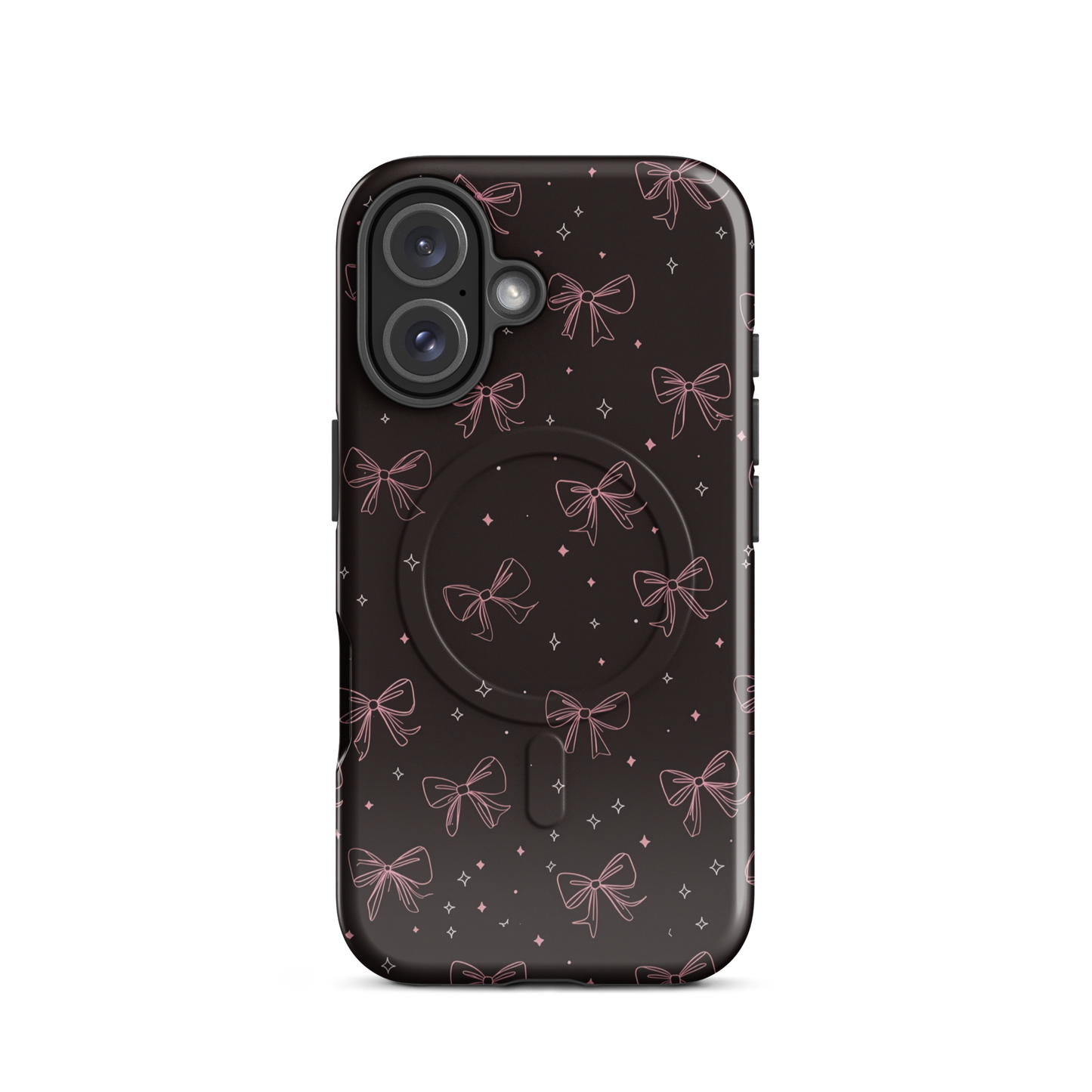'Midnight Bow' iPhone 16 MagSafe tough phone case - protective glossy case NZ Australia