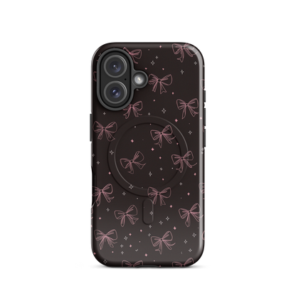 'Midnight Bow' iPhone 16 MagSafe tough phone case - protective glossy case NZ Australia