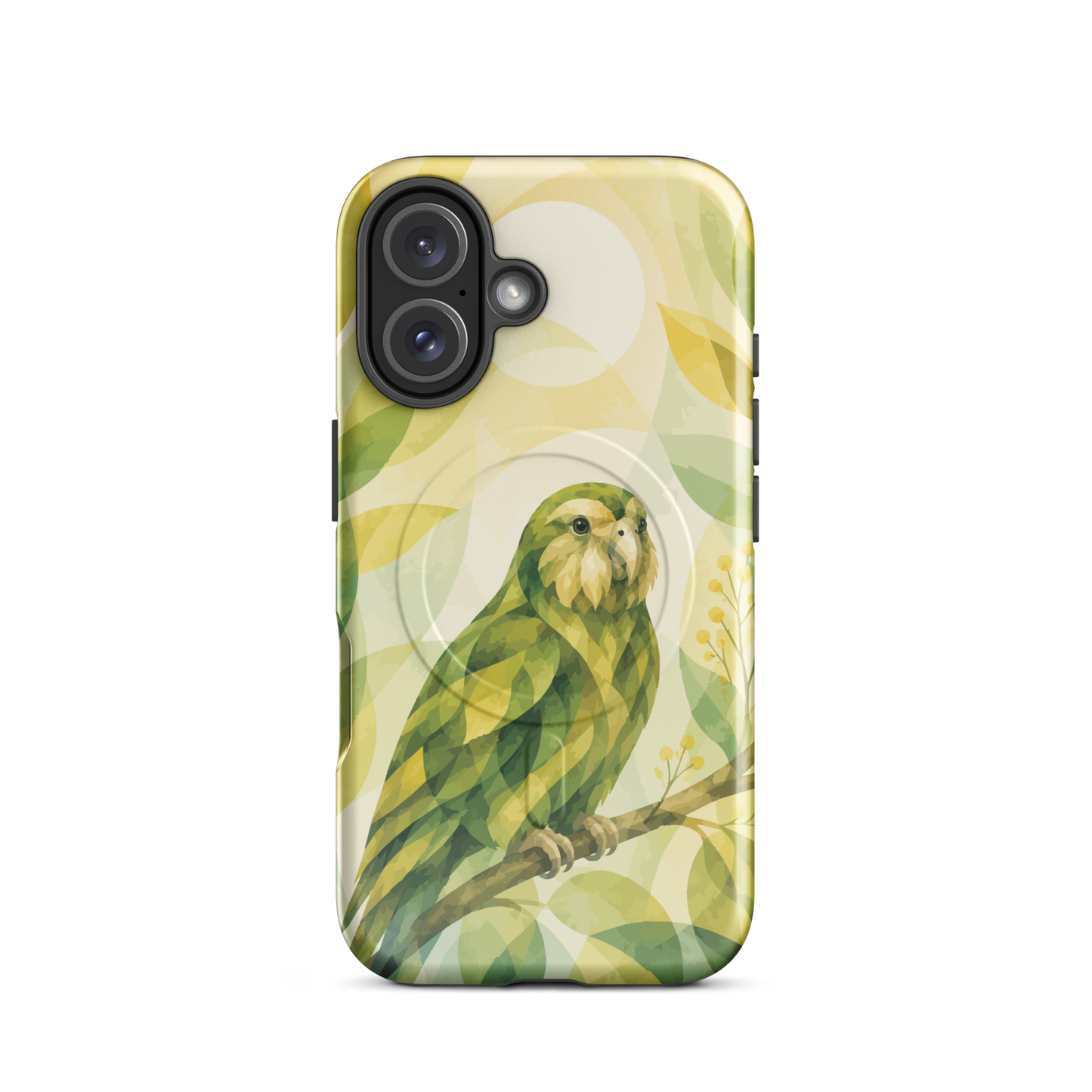 'Kakapo' iPhone 16 MagSafe tough phone case - protective glossy case NZ Australia