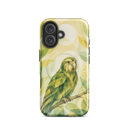 'Kakapo' iPhone 16 MagSafe tough phone case - protective glossy case NZ Australia