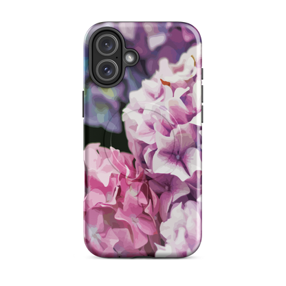 'Hydrangea' iPhone 16 Plus MagSafe tough phone case - protective glossy case NZ Australia