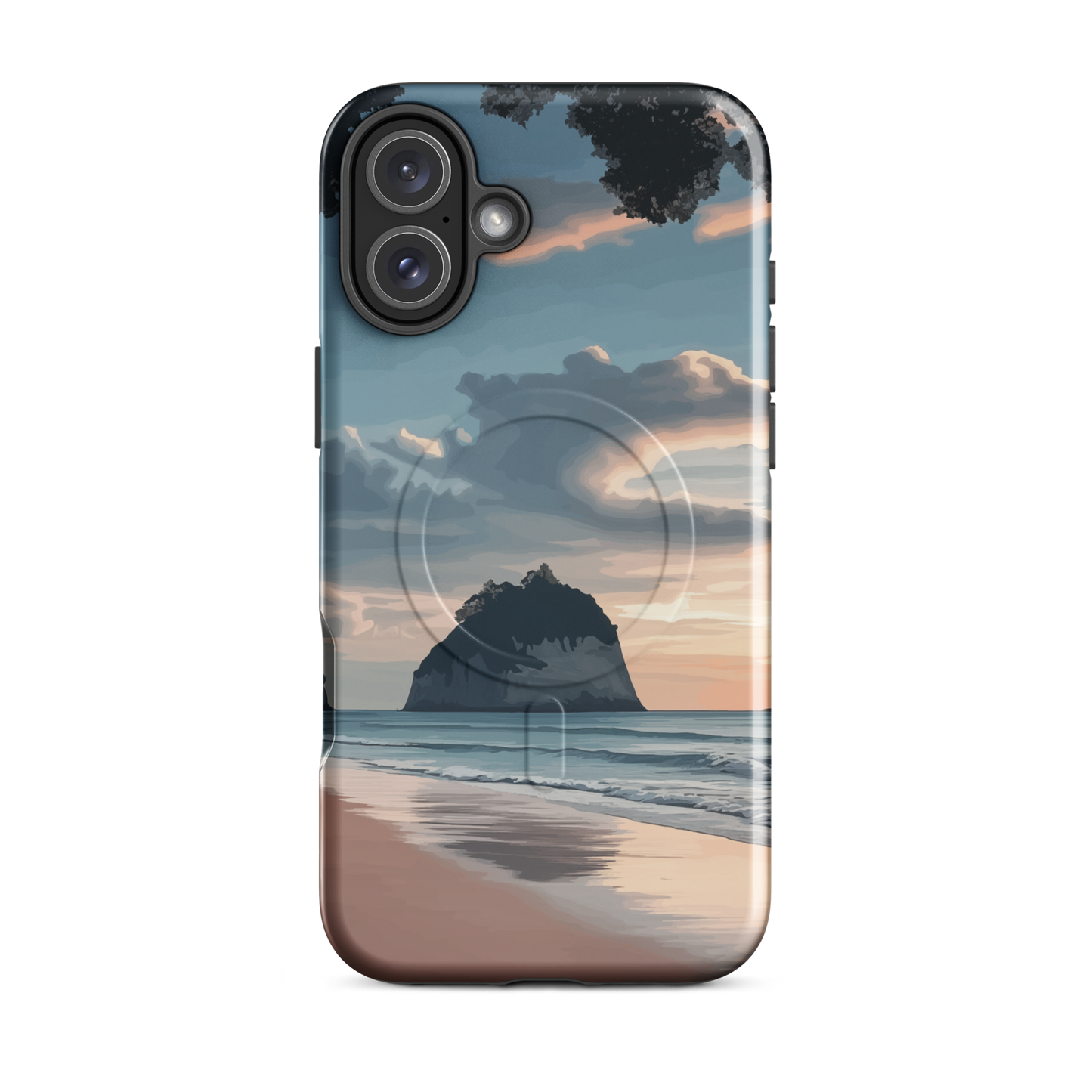 'Cathedral Cove' iPhone 16 Plus MagSafe tough phone case - protective glossy case NZ Australia