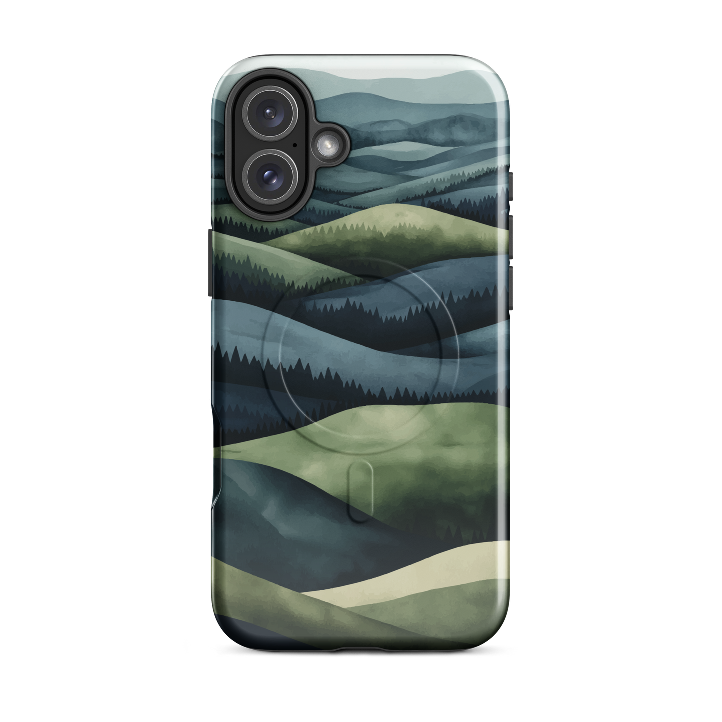 'Blue Mountains' iPhone 16 Plus MagSafe tough phone case - protective glossy case NZ Australia