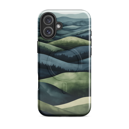 'Blue Mountains' iPhone 16 Plus MagSafe tough phone case - protective glossy case NZ Australia