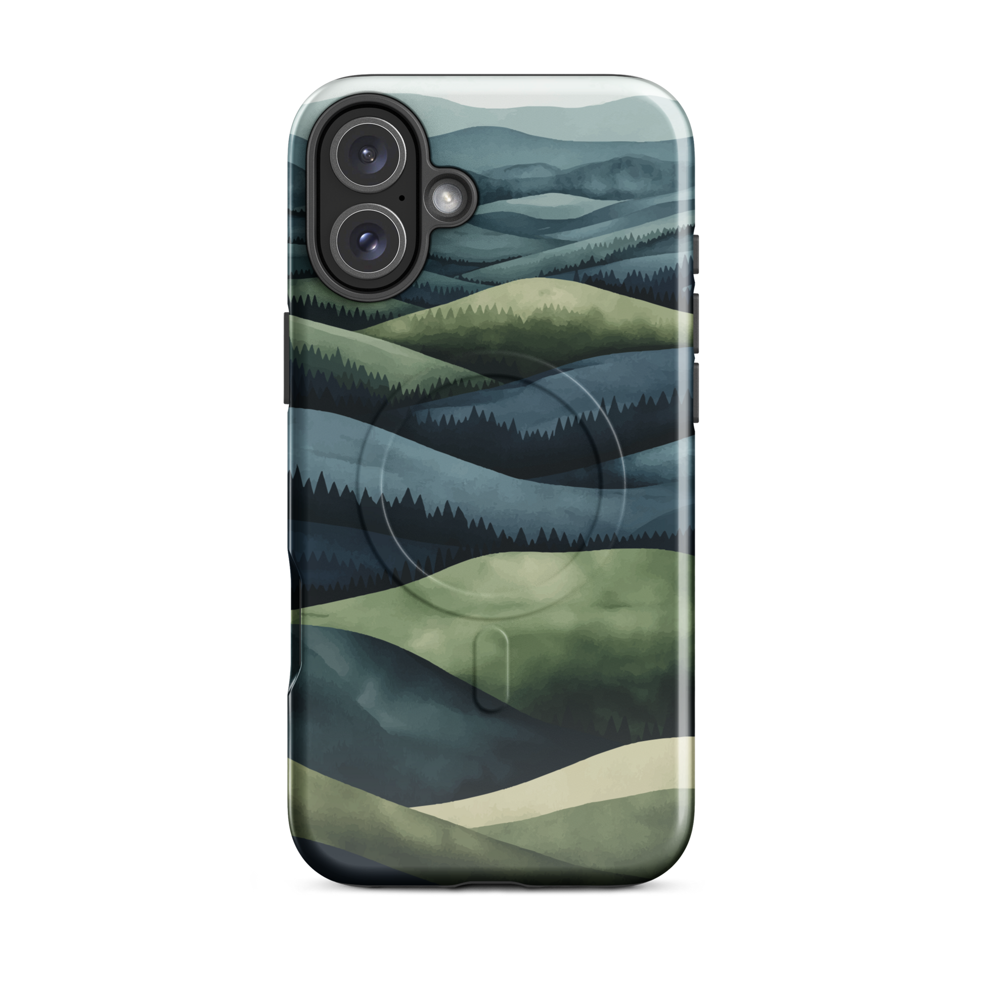 'Blue Mountains' iPhone 16 Plus MagSafe tough phone case - protective glossy case NZ Australia