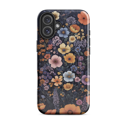 'Wildflowers' iPhone 16 Plus MagSafe tough phone case - protective glossy case NZ Australia