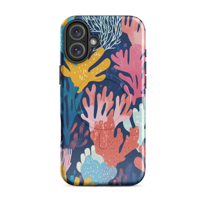 'Coral Reef' iPhone 16 Plus MagSafe tough phone case - protective glossy case NZ Australia
