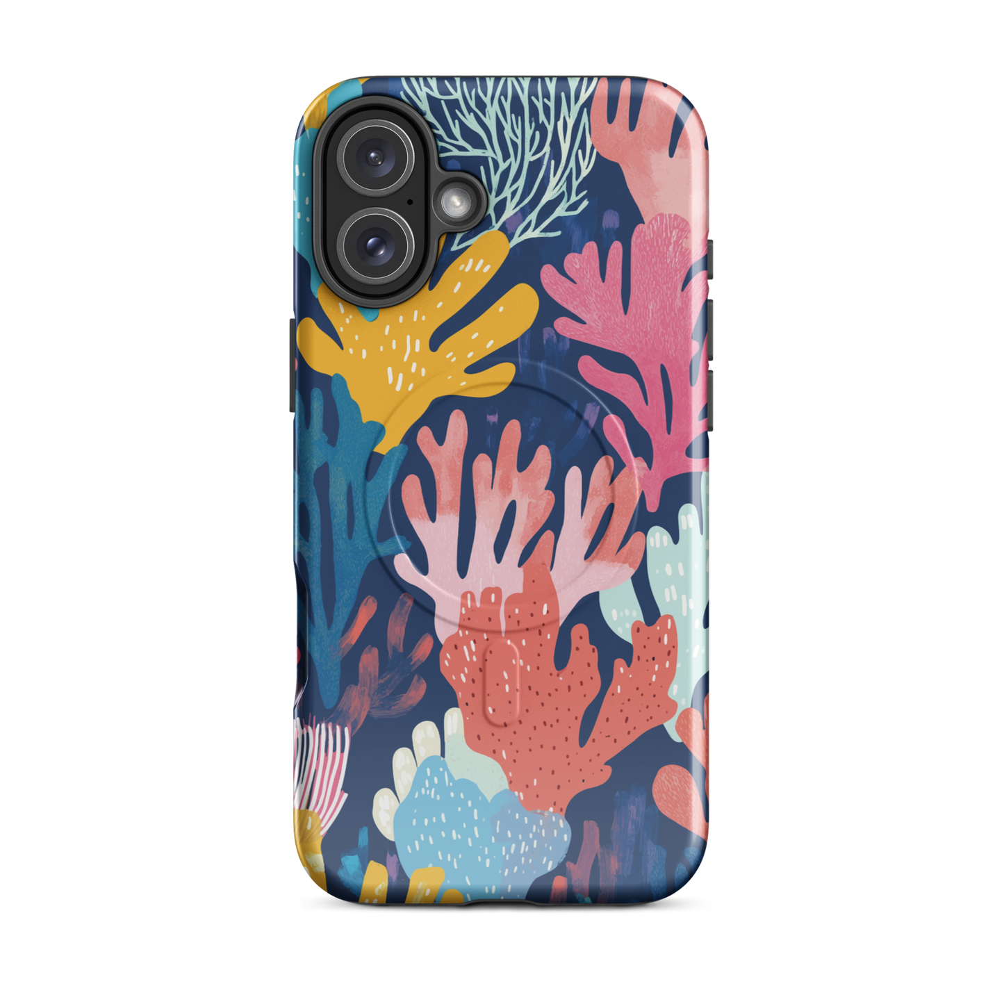 'Coral Reef' iPhone 16 Plus MagSafe tough phone case - protective glossy case NZ Australia