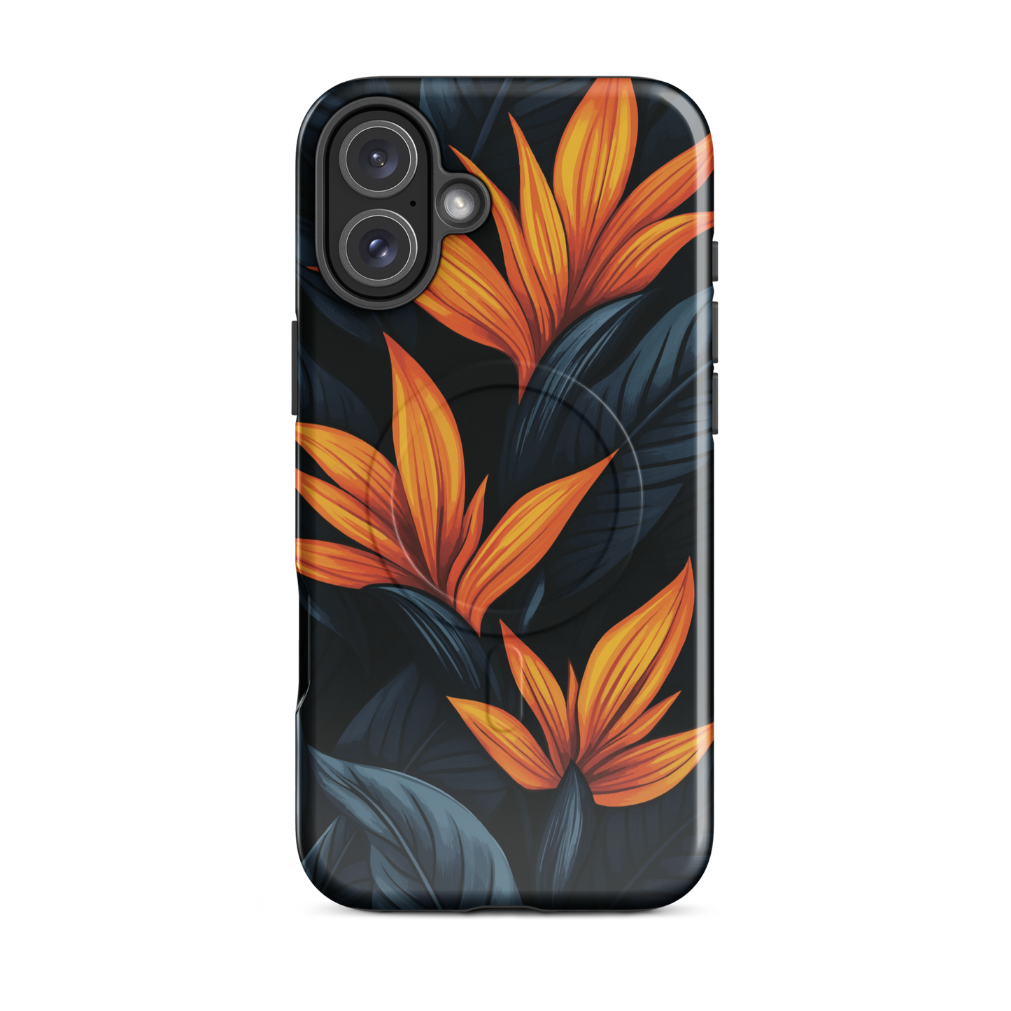 'Bird of Paradise' iPhone 16 Plus MagSafe tough phone case - protective glossy case NZ Australia
