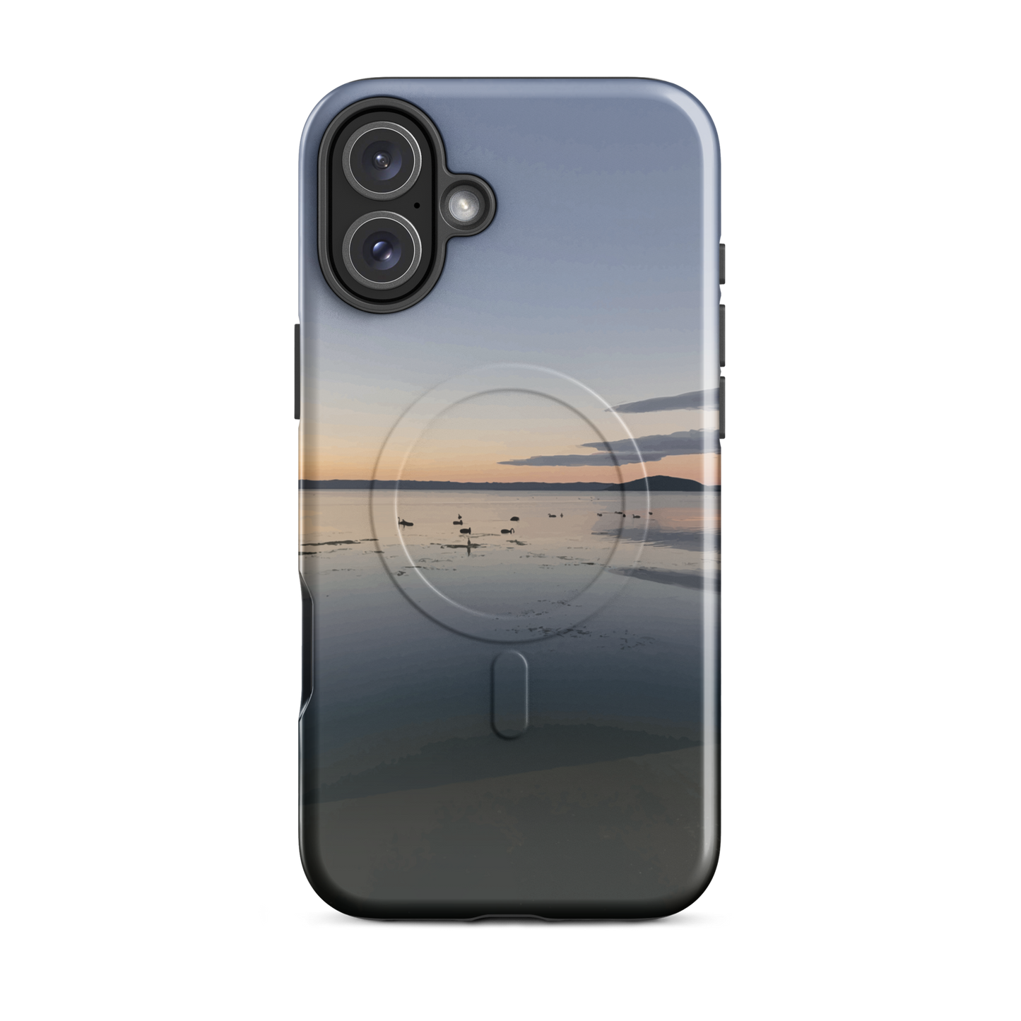 'Whispers on the Lake' iPhone 16 Plus MagSafe tough phone case - protective glossy case NZ Australia