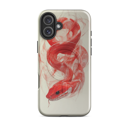 'Red Snake' iPhone 16 Plus MagSafe tough phone case - protective glossy case NZ Australia