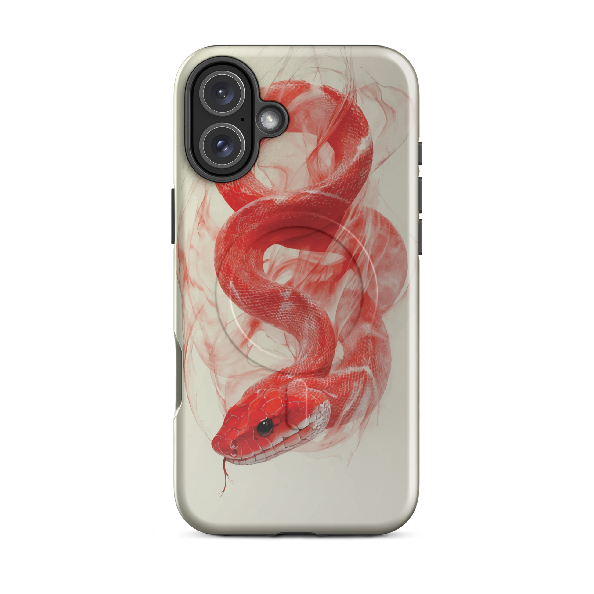 'Red Snake' iPhone 16 Plus MagSafe tough phone case - protective glossy case NZ Australia
