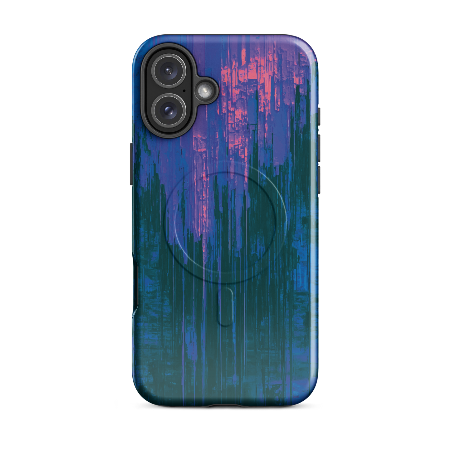 'Digital Glitch' iPhone 16 Plus MagSafe tough phone case - protective glossy case NZ Australia