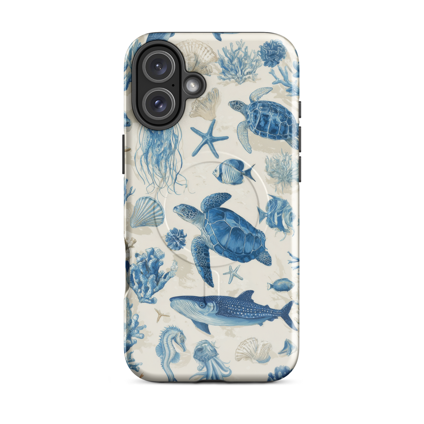 'Ocean Sketchbook' iPhone 16 Plus MagSafe tough phone case - protective glossy case NZ Australia