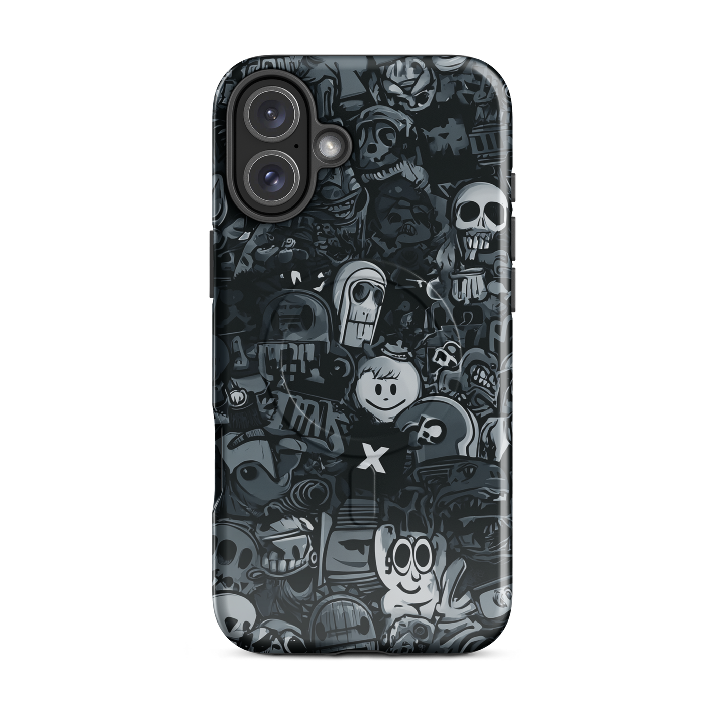 'Midnight Stickers' iPhone 16 Plus MagSafe tough phone case - protective glossy case NZ Australia