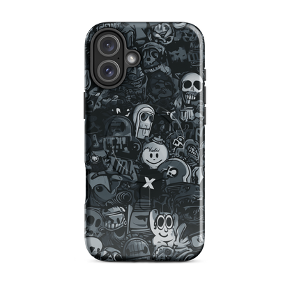 'Midnight Stickers' iPhone 16 Plus MagSafe tough phone case - protective glossy case NZ Australia