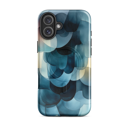 'Blue Forms' iPhone 16 Plus MagSafe tough phone case - protective glossy case NZ Australia