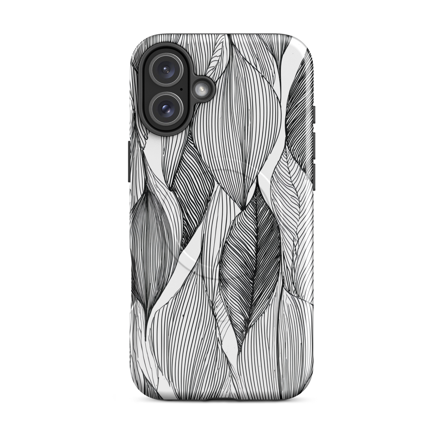 'Botanical Lines' iPhone 16 Plus MagSafe tough phone case - protective glossy case NZ Australia