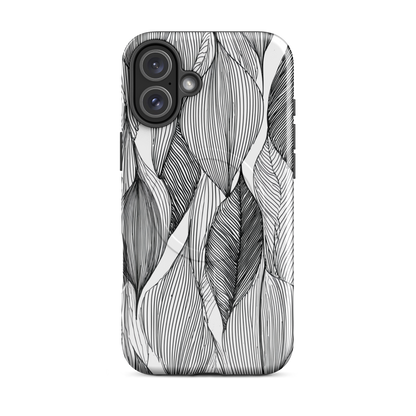 'Botanical Lines' iPhone 16 Plus MagSafe tough phone case - protective glossy case NZ Australia