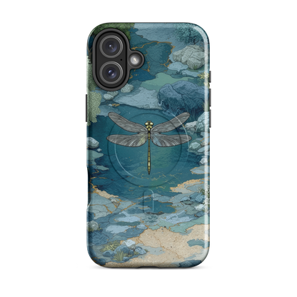 'Dragonfly Glade' iPhone 16 Plus MagSafe tough phone case - protective glossy case NZ Australia