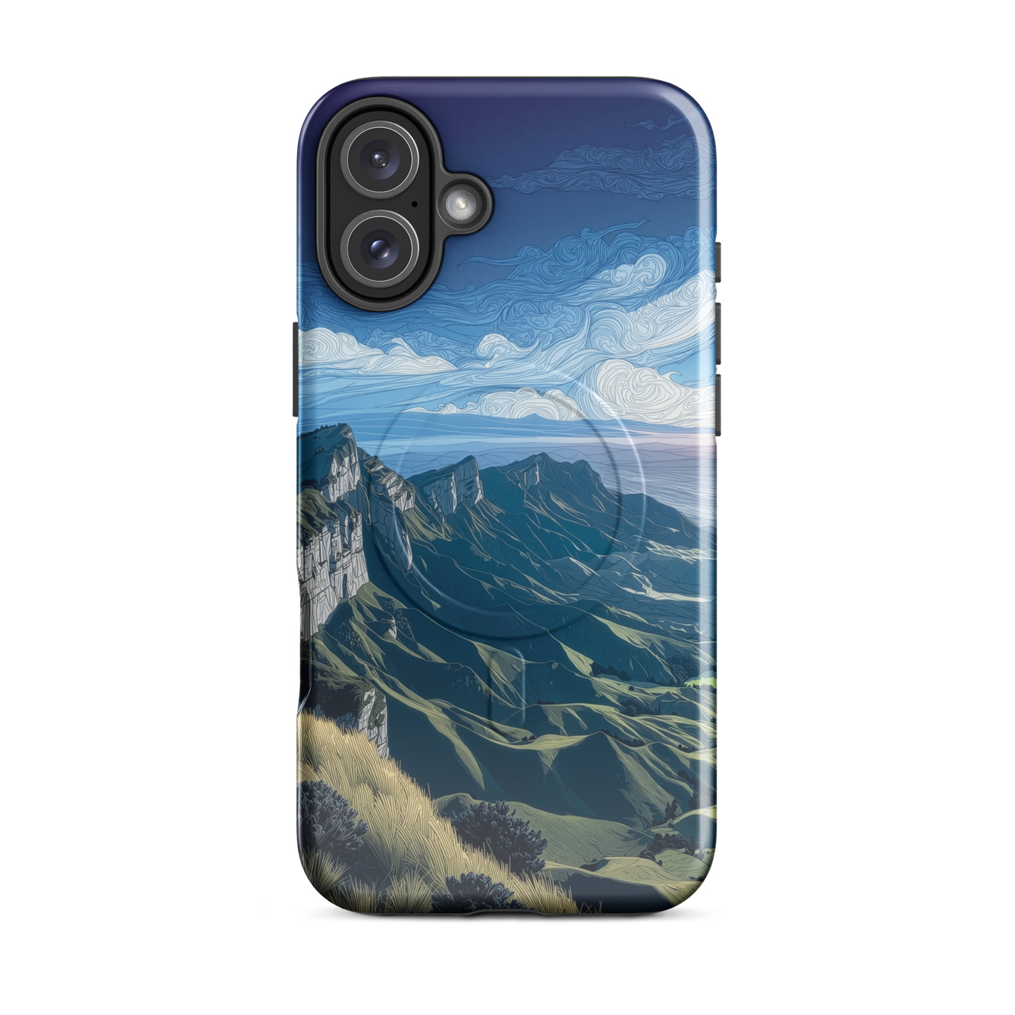 'Te Mata Peak' iPhone 16 Plus MagSafe tough phone case - protective glossy case NZ Australia