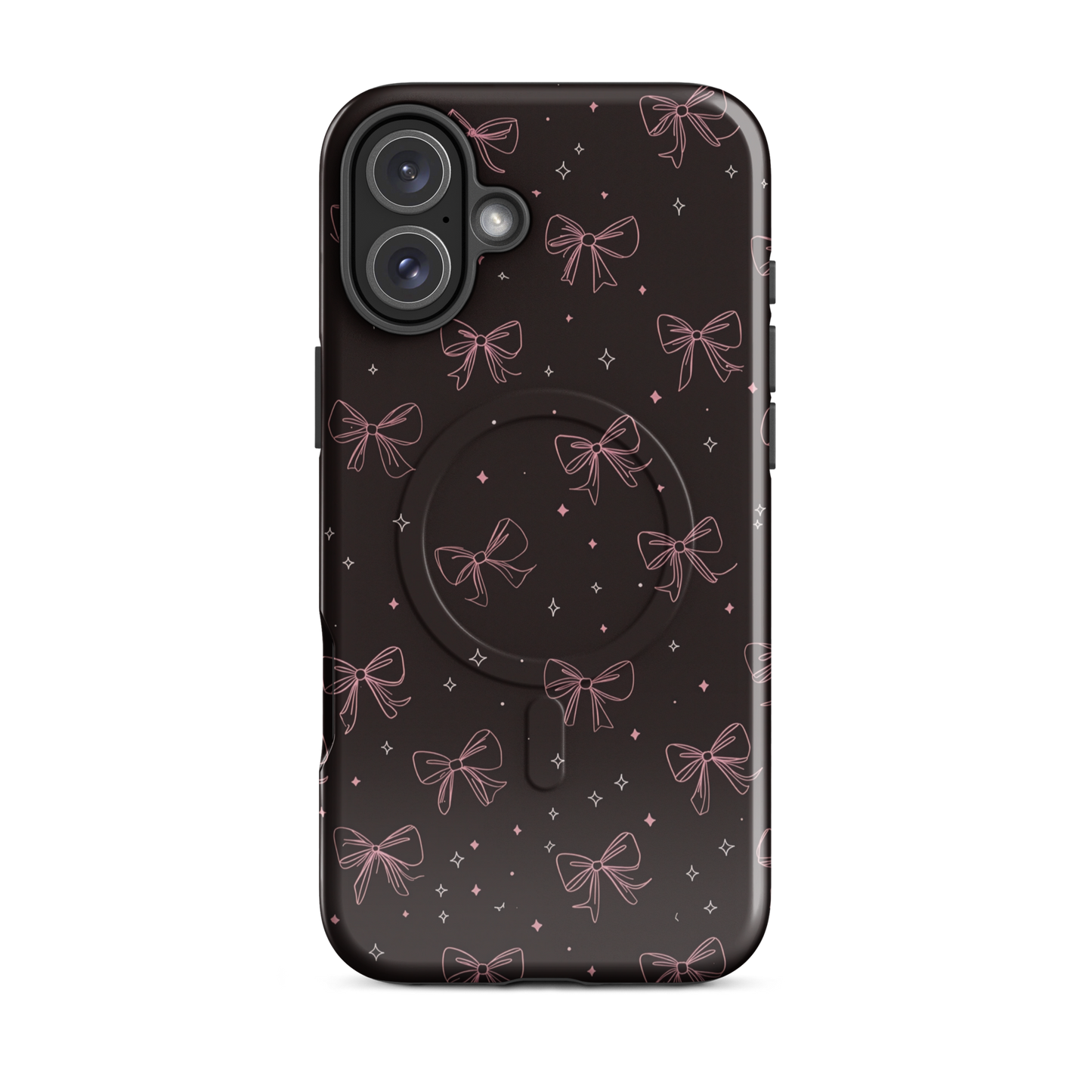 'Midnight Bow' iPhone 16 Plus MagSafe tough phone case - protective glossy case NZ Australia
