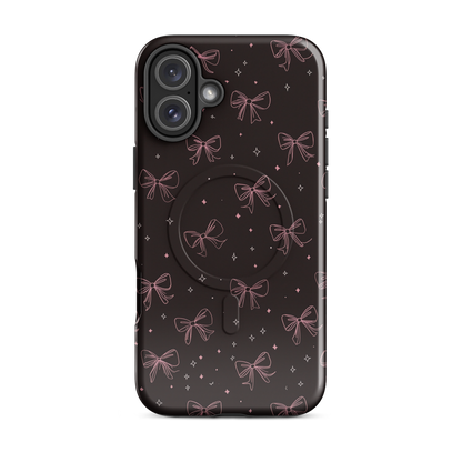 'Midnight Bow' iPhone 16 Plus MagSafe tough phone case - protective glossy case NZ Australia