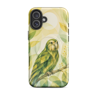 'Kakapo' iPhone 16 Plus MagSafe tough phone case - protective glossy case NZ Australia
