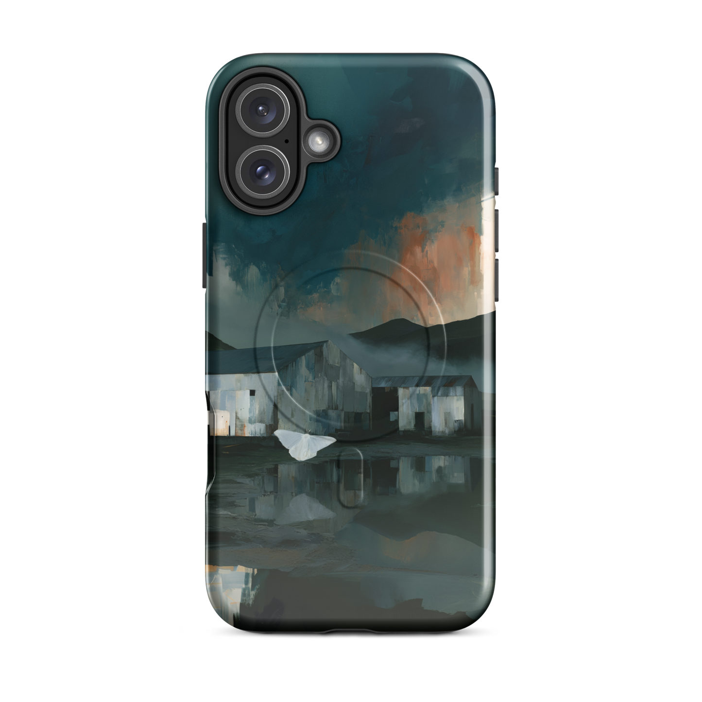 'Evening Flight' iPhone 16 Plus MagSafe phone case - protective glossy case NZ Australia