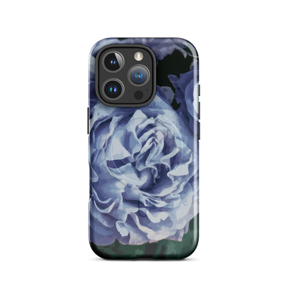 'Blue Rose' iPhone 16 Pro MagSafe tough phone case - protective glossy case NZ Australia