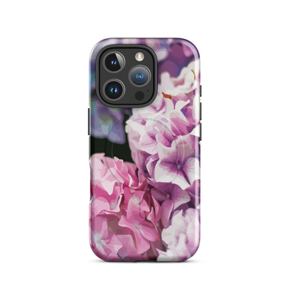 'Hydrangea' iPhone 16 Pro MagSafe tough phone case - protective glossy case NZ Australia
