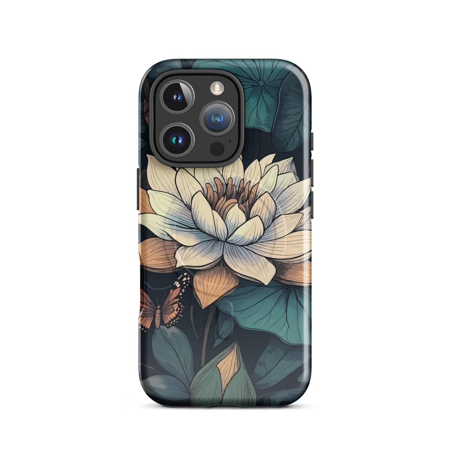 'Water Lily' iPhone 16 Pro MagSafe tough phone case - protective glossy case NZ Australia