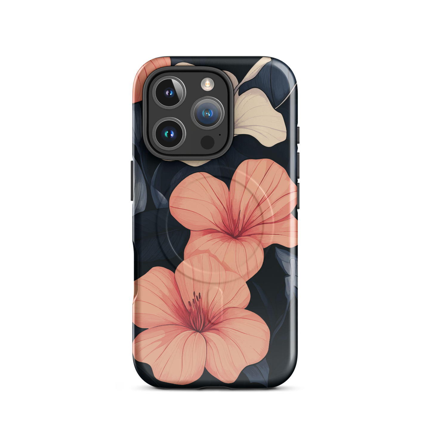 'Hibiscus Flower' iPhone 16 Pro MagSafe tough phone case - protective glossy case NZ Australia