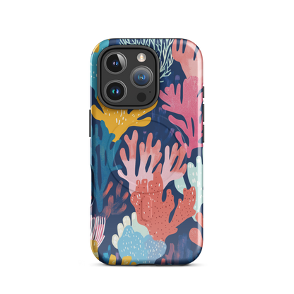 'Coral Reef' iPhone 16 Pro MagSafe tough phone case - protective glossy case NZ Australia