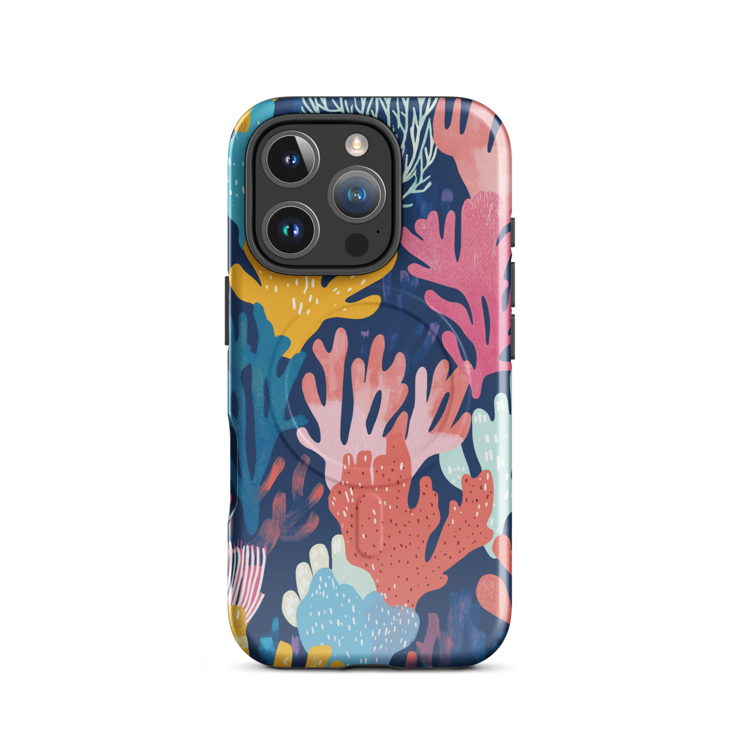 'Coral Reef' iPhone 16 Pro MagSafe tough phone case - protective glossy case NZ Australia