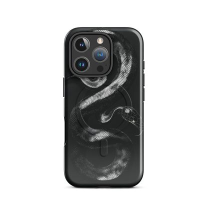 'Black Python' iPhone 16 Pro MagSafe tough phone case - protective glossy case NZ Australia