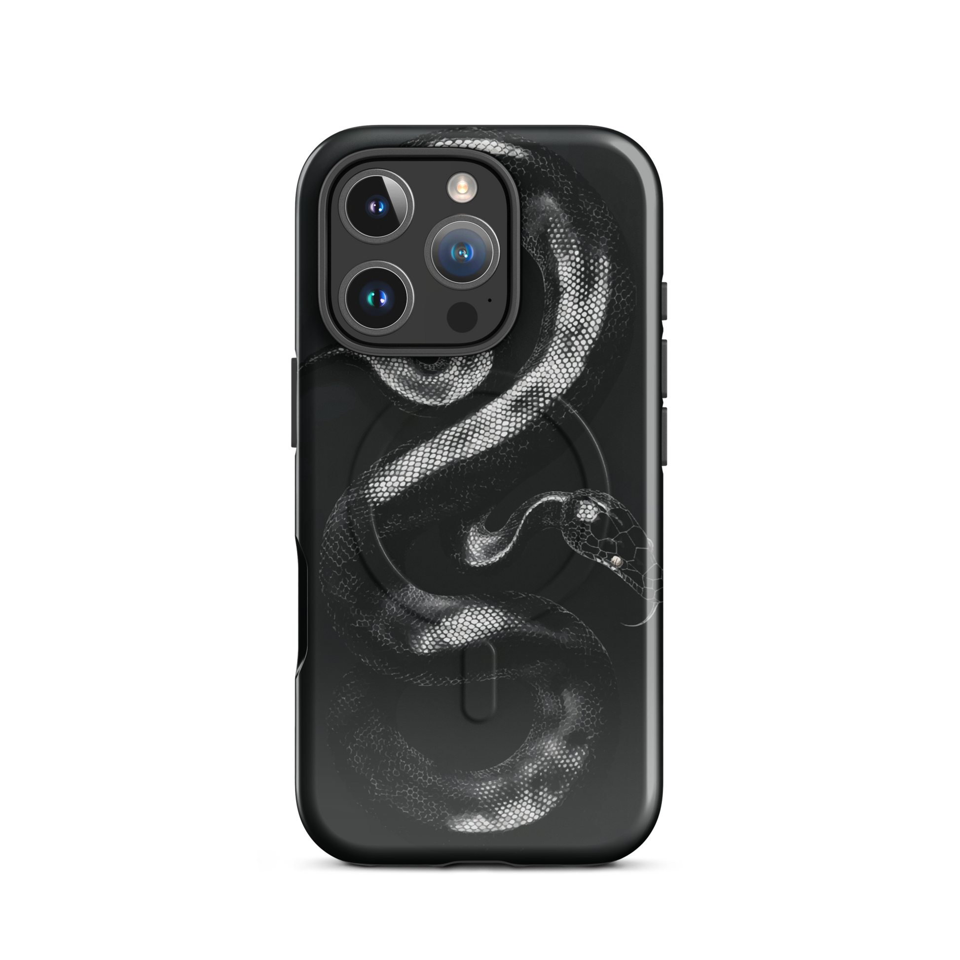 'Black Python' iPhone 16 Pro MagSafe tough phone case - protective glossy case NZ Australia