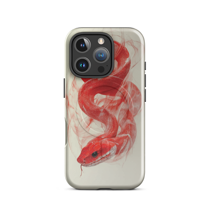 'Red Snake' iPhone 16 Pro MagSafe tough phone case - protective glossy case NZ Australia