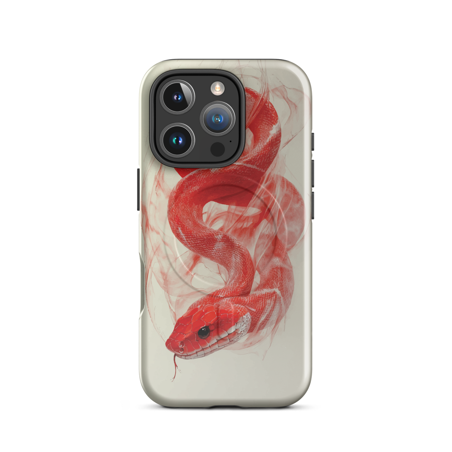 'Red Snake' iPhone 16 Pro MagSafe tough phone case - protective glossy case NZ Australia