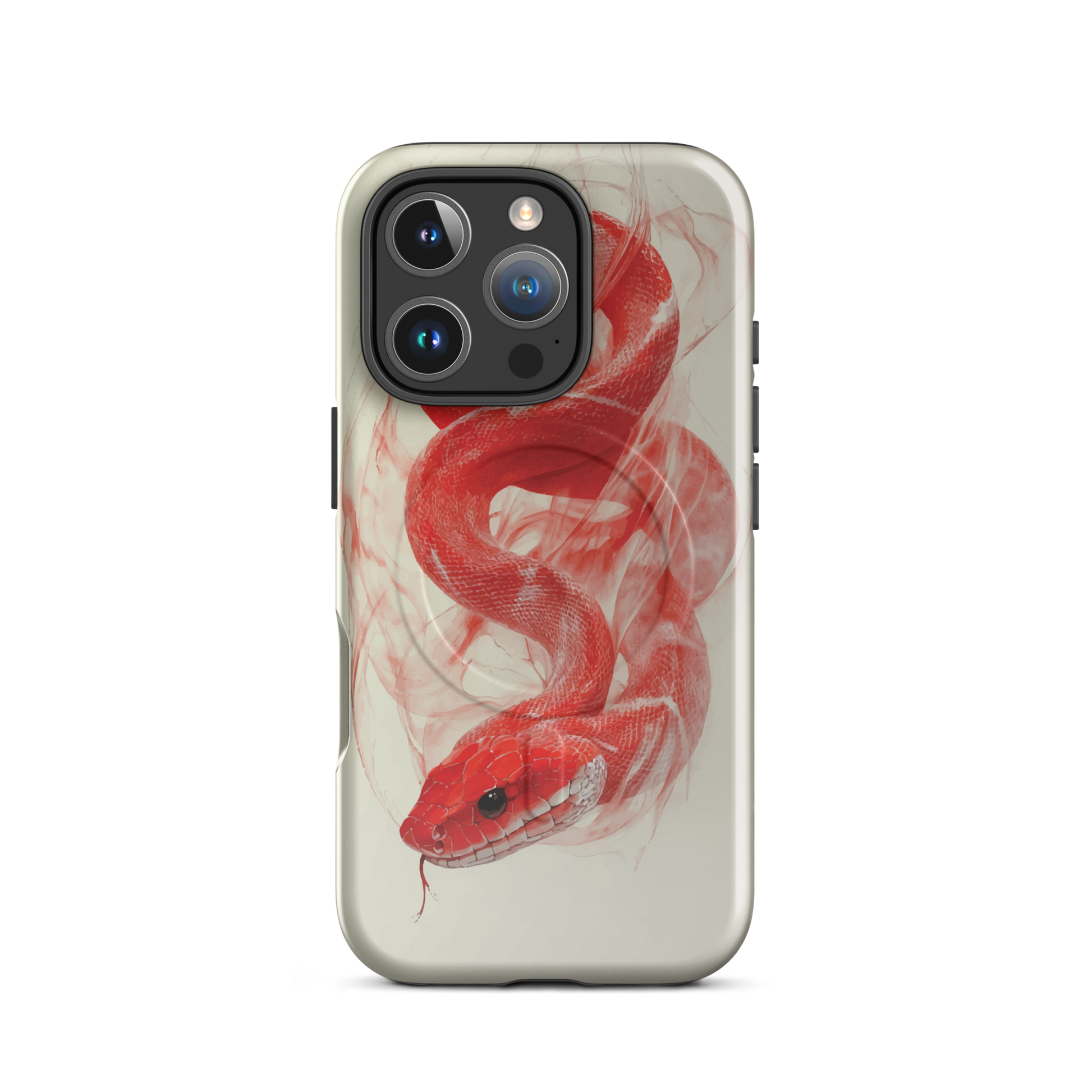 'Red Snake' iPhone 16 Pro MagSafe tough phone case - protective glossy case NZ Australia