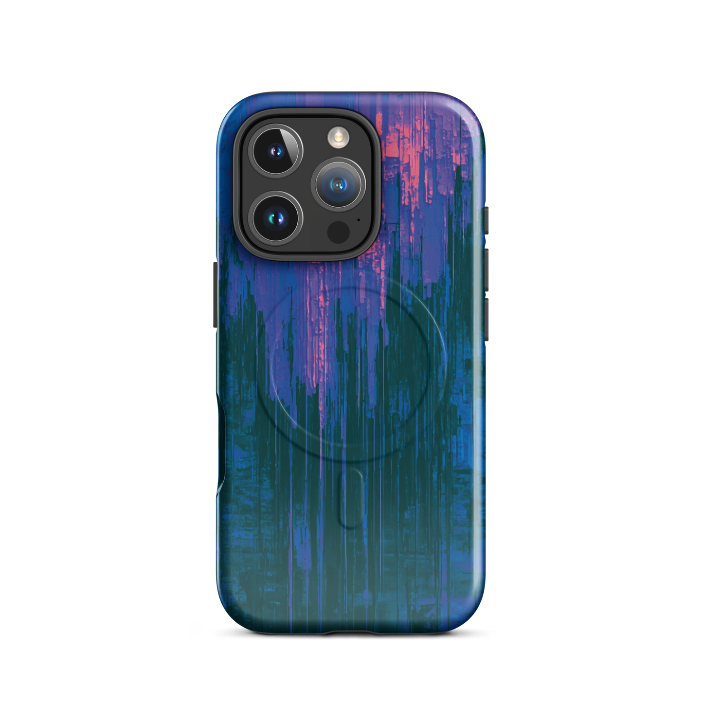 'Digital Glitch' iPhone 16 Pro MagSafe tough phone case - protective glossy case NZ Australia