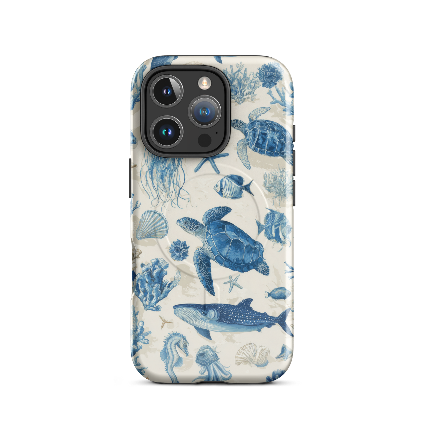 'Ocean Sketchbook' iPhone 16 Pro MagSafe tough phone case - protective glossy case NZ Australia