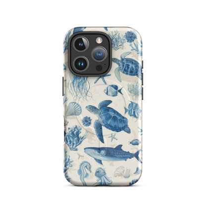 'Ocean Sketchbook' iPhone 16 Pro MagSafe tough phone case - protective glossy case NZ Australia