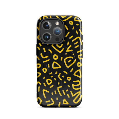 'Retro Scribbles' iPhone 16 Pro MagSafe tough phone case - protective glossy case NZ Australia