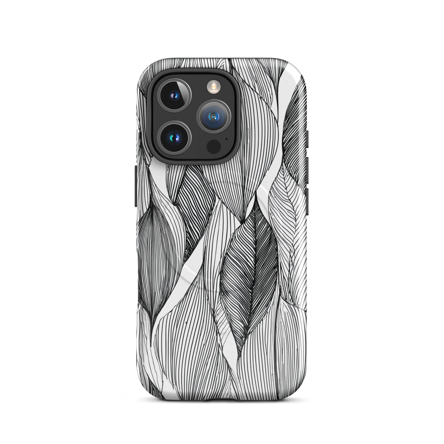 'Botanical Lines' iPhone 16 Pro MagSafe tough phone case - protective glossy case NZ Australia