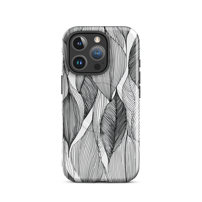 'Botanical Lines' iPhone 16 Pro MagSafe tough phone case - protective glossy case NZ Australia