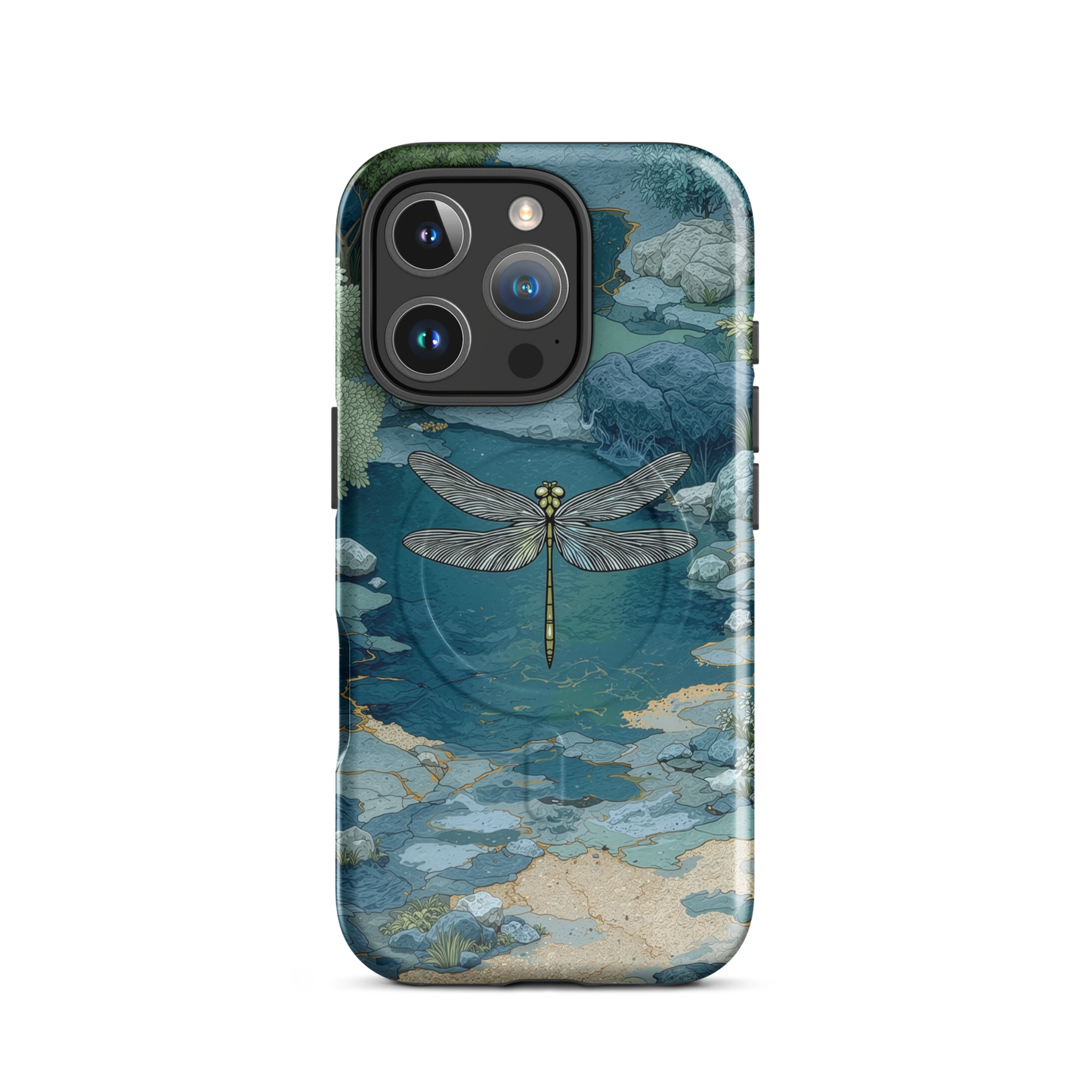 'Dragonfly Glade' iPhone 16 Pro MagSafe tough phone case - protective glossy case NZ Australia