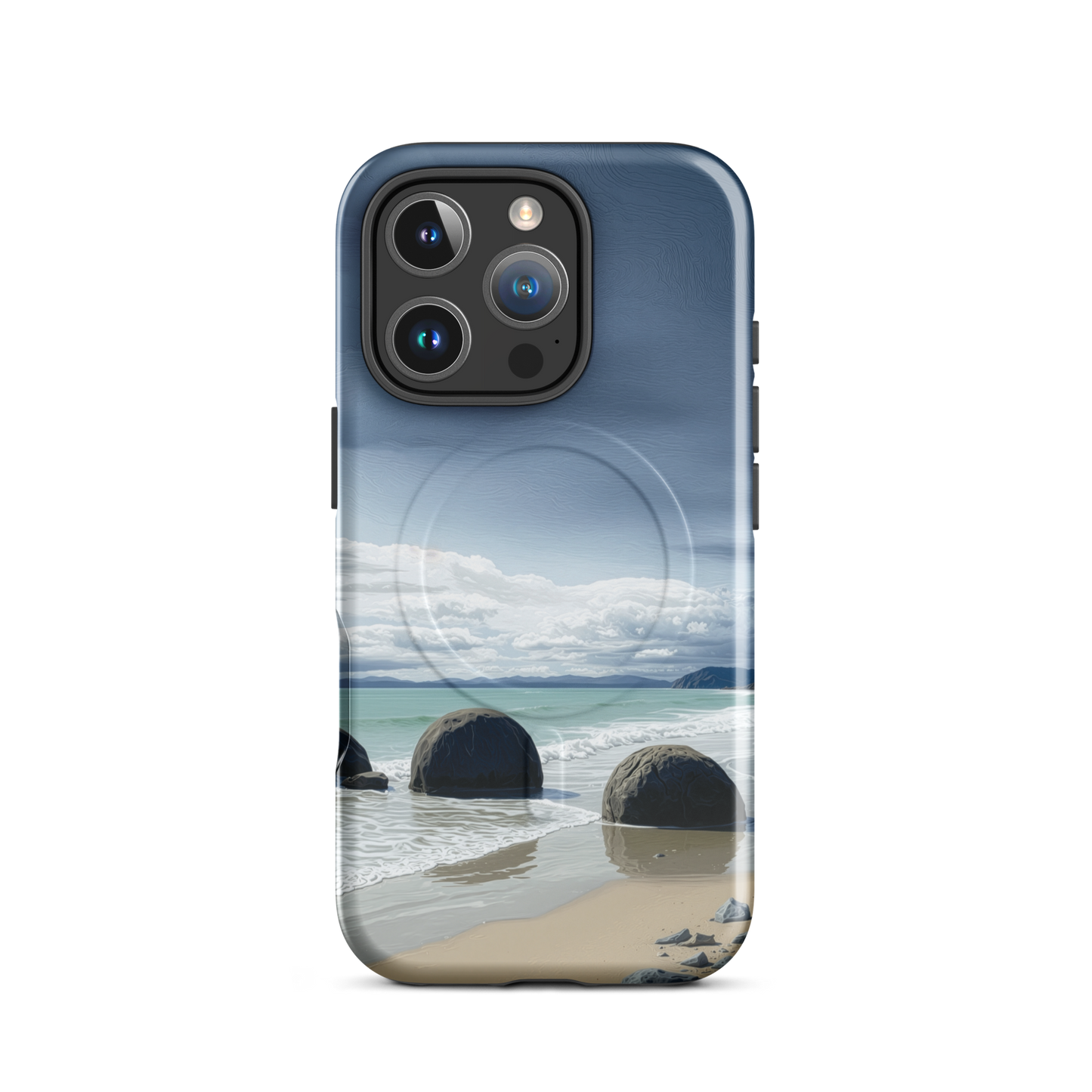 'Moeraki Boulders' iPhone 16 Pro MagSafe tough phone case - protective glossy case NZ Australia
