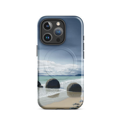 'Moeraki Boulders' iPhone 16 Pro MagSafe tough phone case - protective glossy case NZ Australia