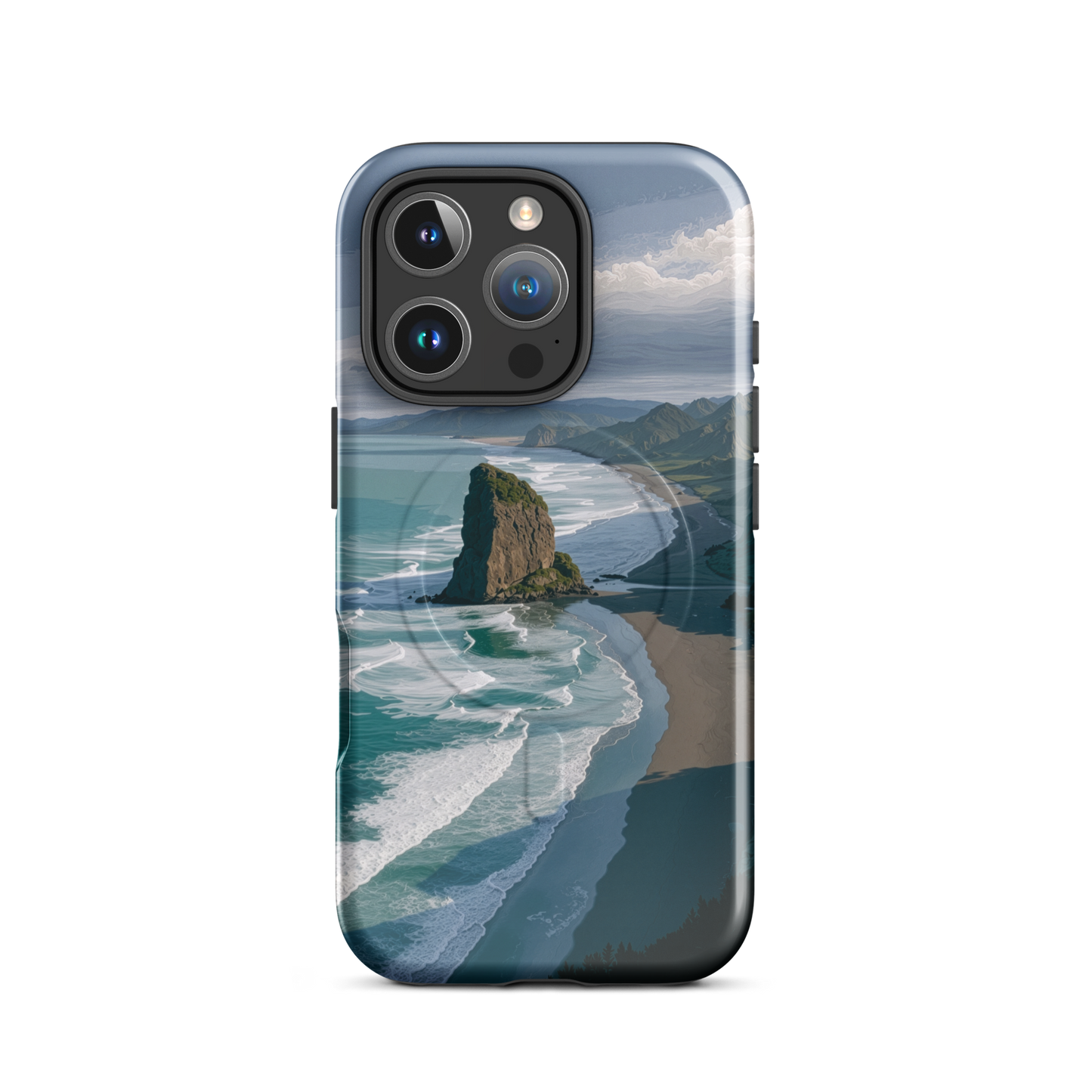 'Piha Beach' iPhone 16 Pro MagSafe tough phone case - protective glossy case NZ Australia